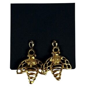 Bee Dangle Earrings Gold Tone‎ Cute Insect Jewelry
